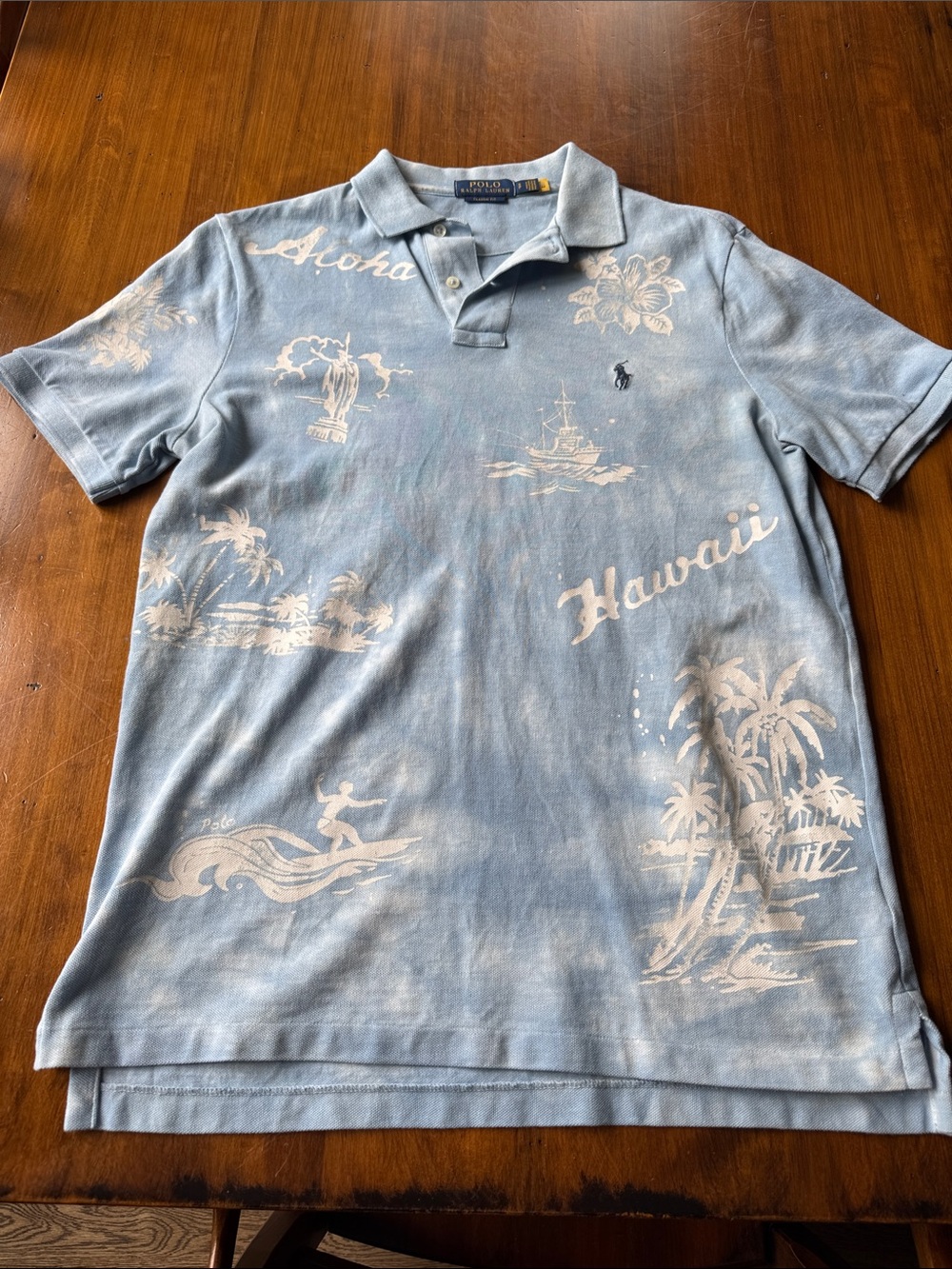 Polo by Ralph Lauren Light Blue Hawaiian Graphic Polo